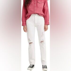 Levi's Women's White Distressed Skinny Jeans W26 L30.